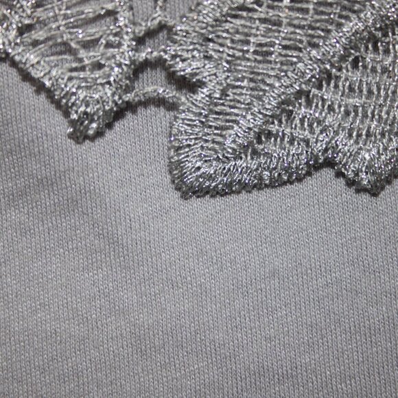 Express Top Sz M Gray Embroidered Lined Tank Metallic Polyester Top - Picture 14 of 14